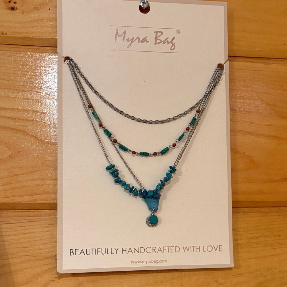 Myra Bag Turquoise and Silver Layered Necklace